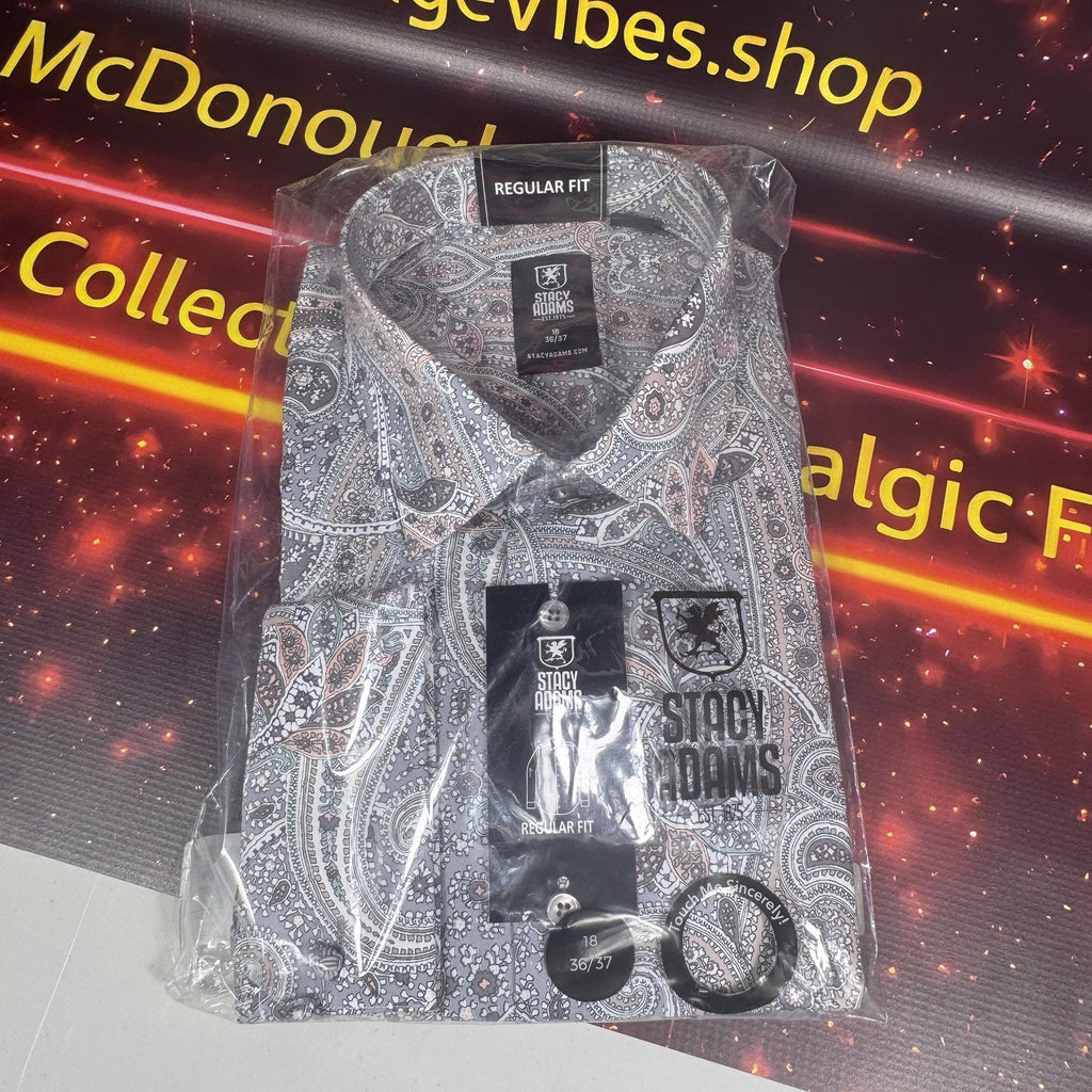 Stacy Adams Men’s Paisley Dress Shirt French Cuff Button Up Regular Fit 18 36/37