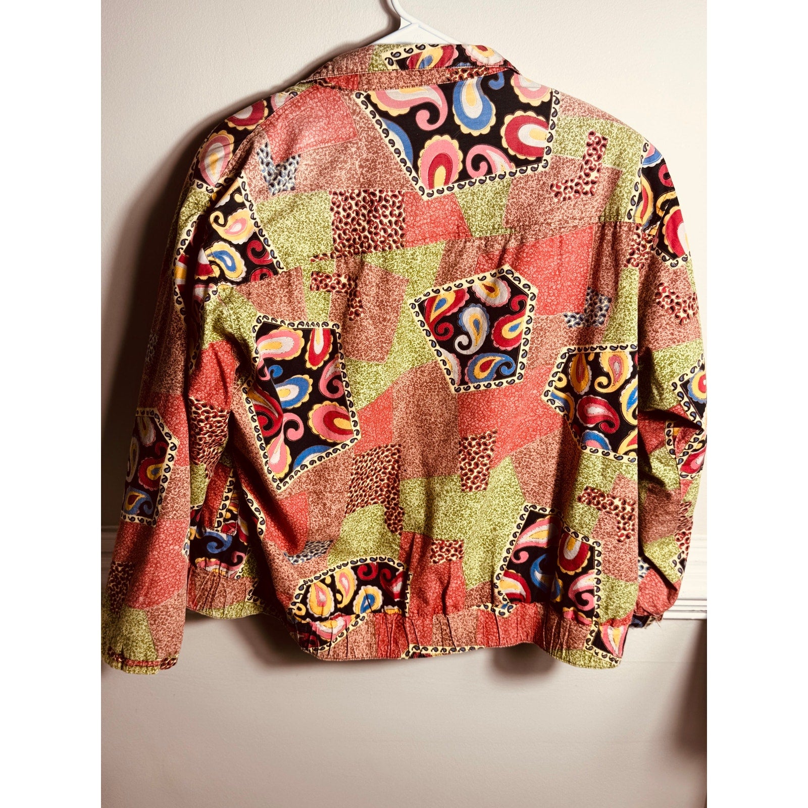 Vintage GDT Too Abstract Patchwork Paisley Jacket Women’s Medium 90s Cropped Boho Retro