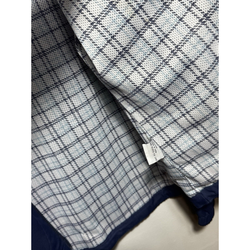 Vtg Wilson Lightweight Windbreaker Jacket Navy Blue Plaid Lined Full Zip Size L