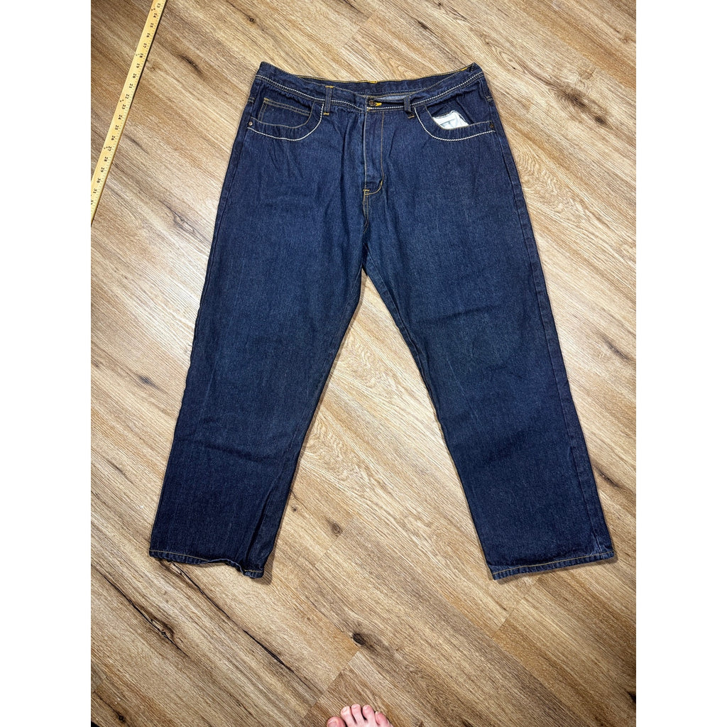 Karl Kani Gold Dark Wash Baggy Loose Fit Denim Jeans Men’s Size 42x32 Y2K Hip Hop Streetwear