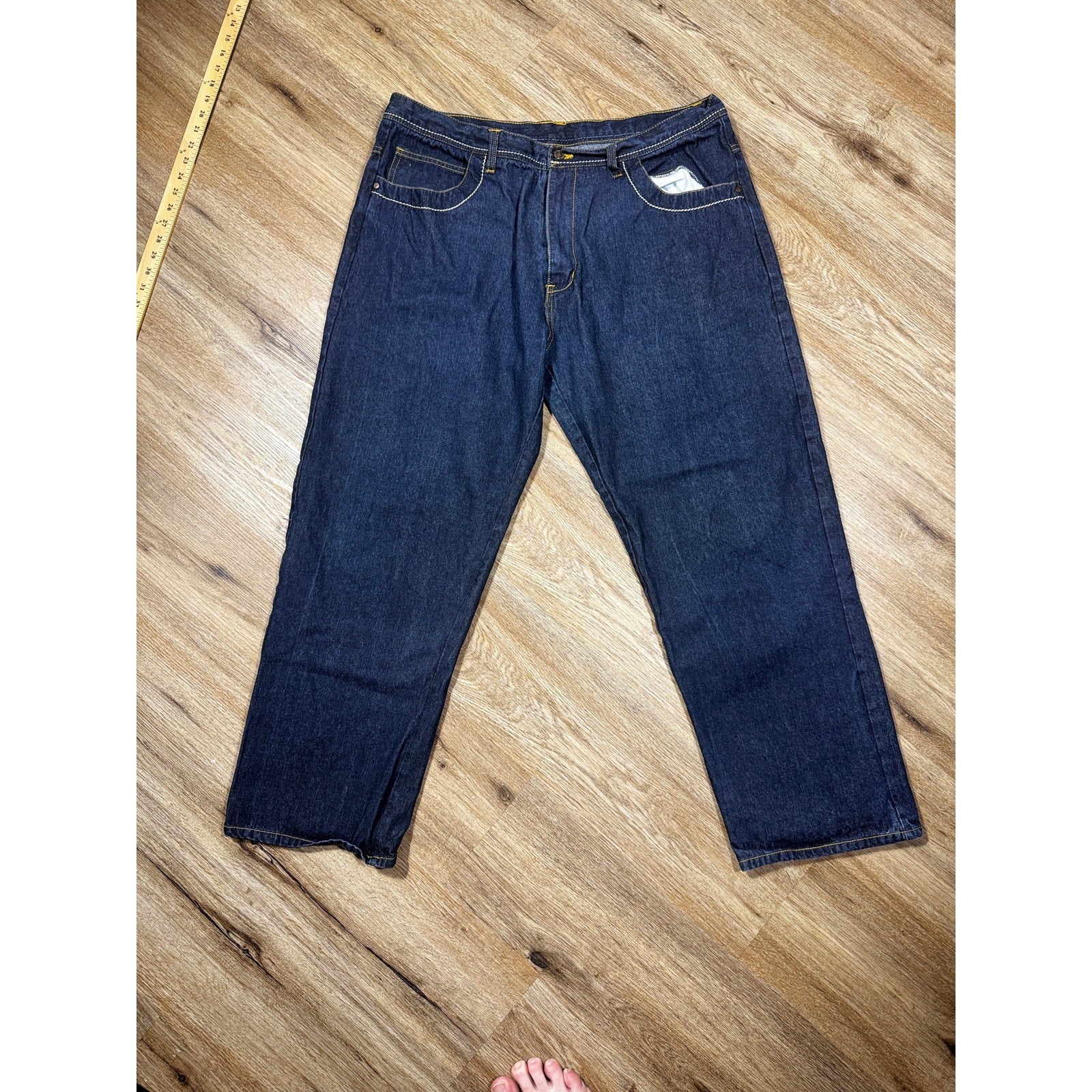 Karl Kani Gold Dark Wash Baggy Loose Fit Denim Jeans Men’s Size 42x32 Y2K Hip Hop Streetwear