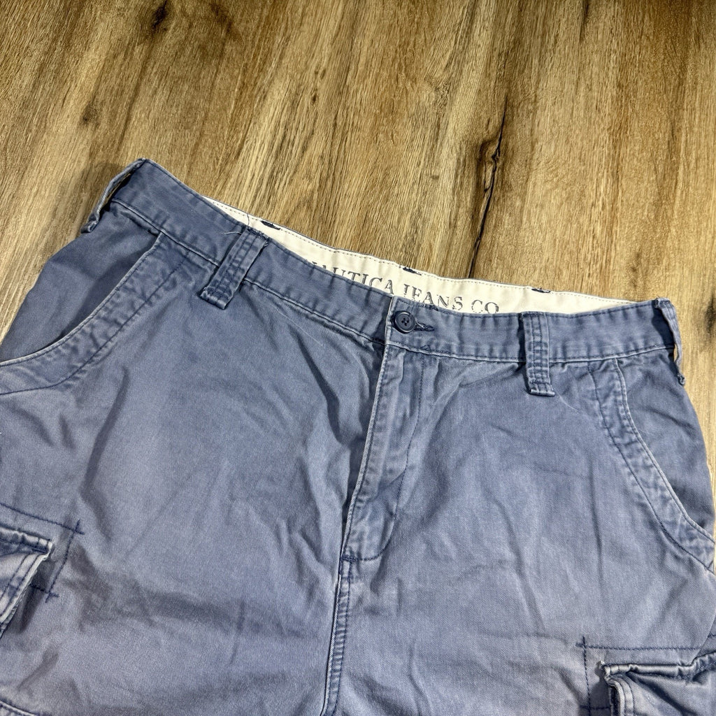 Nautica Jeans Co Baggy Cargo Shorts Men’s 38 Navy Blue Cotton Y2K