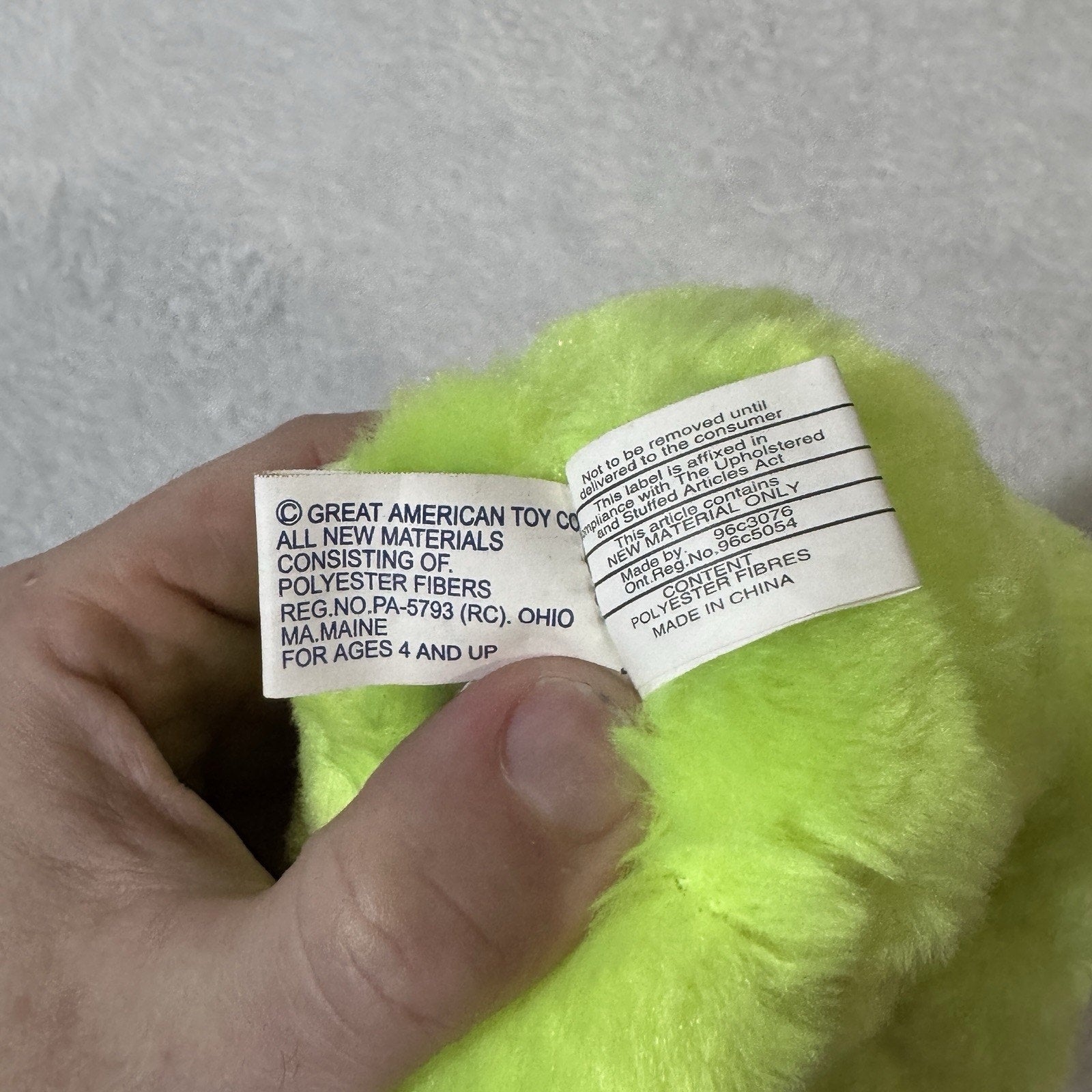 Vtg Great American Toy Co Neon Green Hanging Monkey Plush 16” Pink Carnival