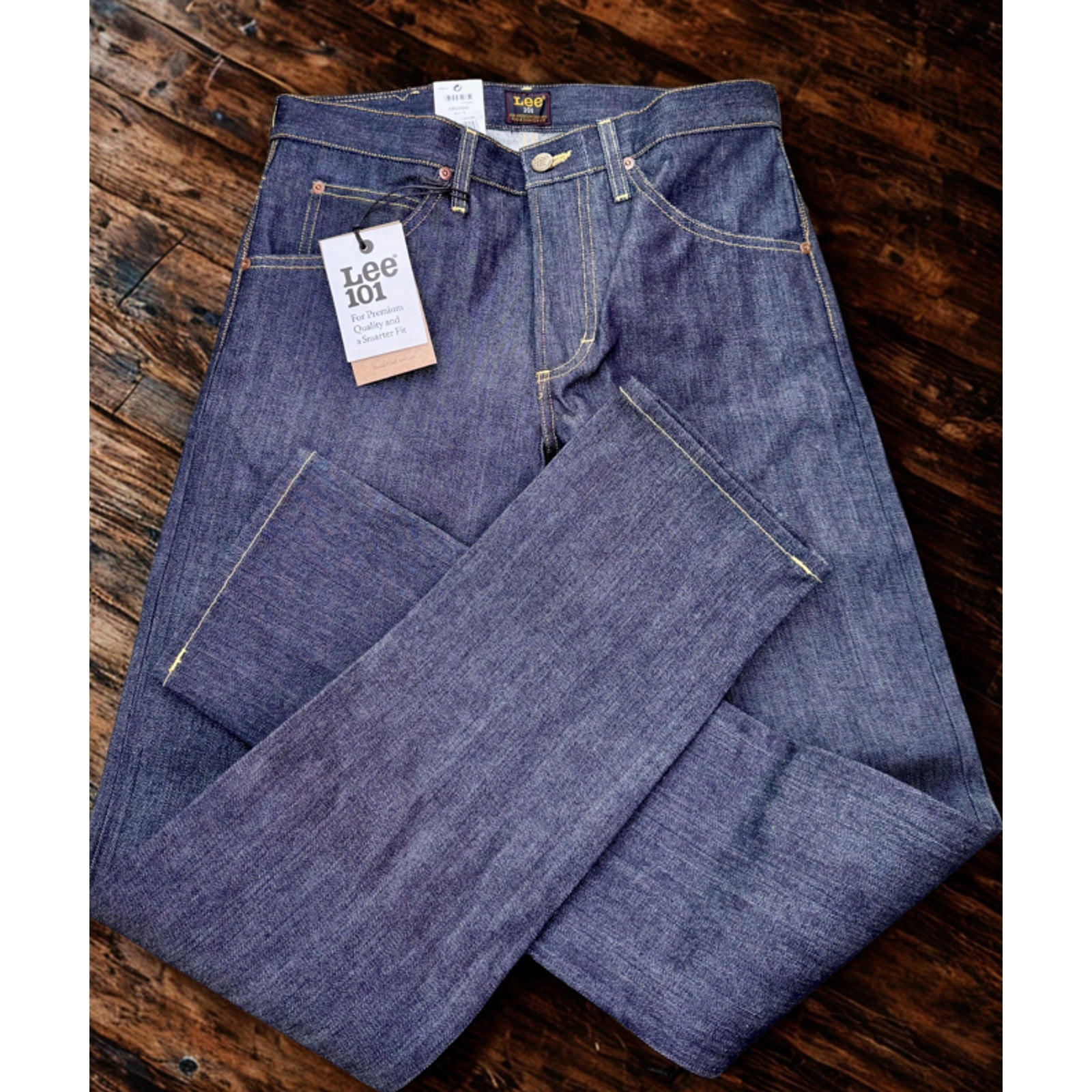 Lee 101Z Japanese Selvedge Denim Jeans Dry Indigo Made Italy 32x34 NWT