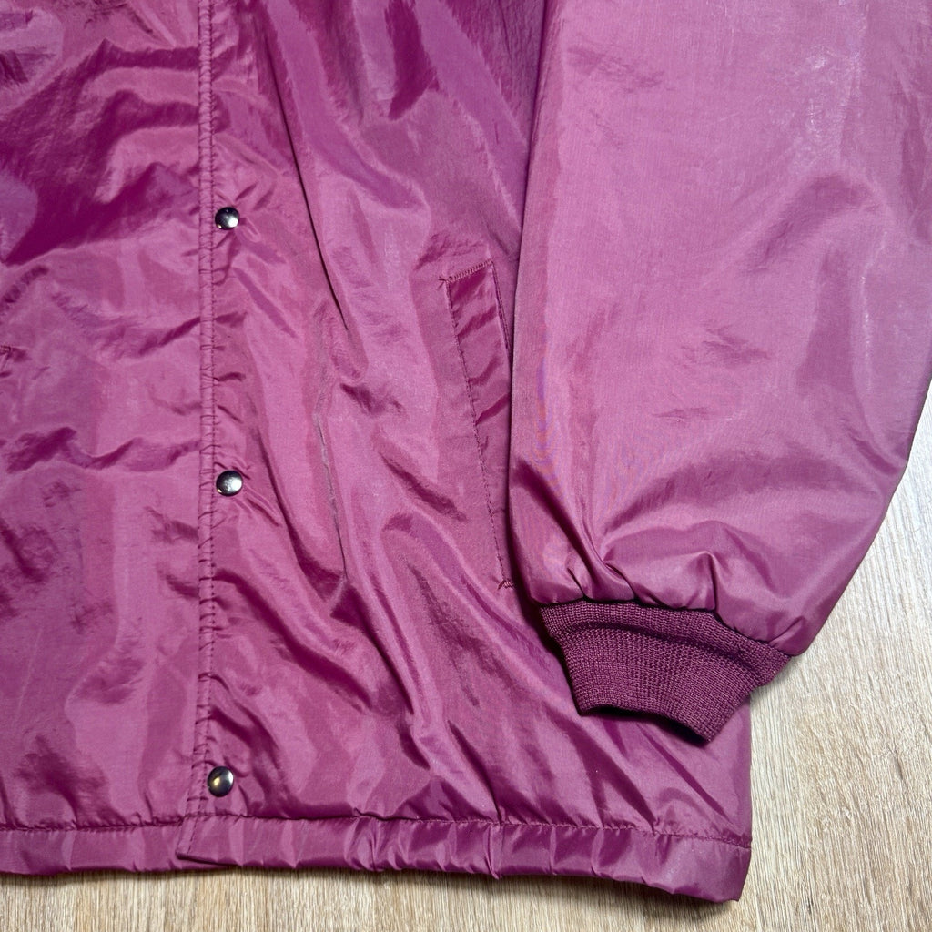 Vtg Weather Breaker Sherpa Lined Coach Jacket USA Burgundy Nylon Men’s L Tall