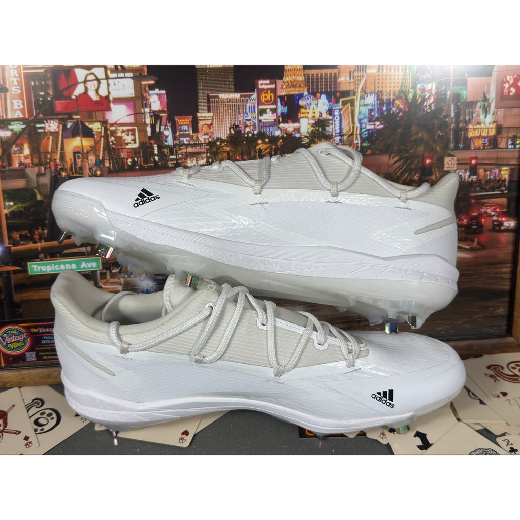 Adidas Adizero Baseball Cleats White Black Metal Spikes Men’s 14 SPG753001