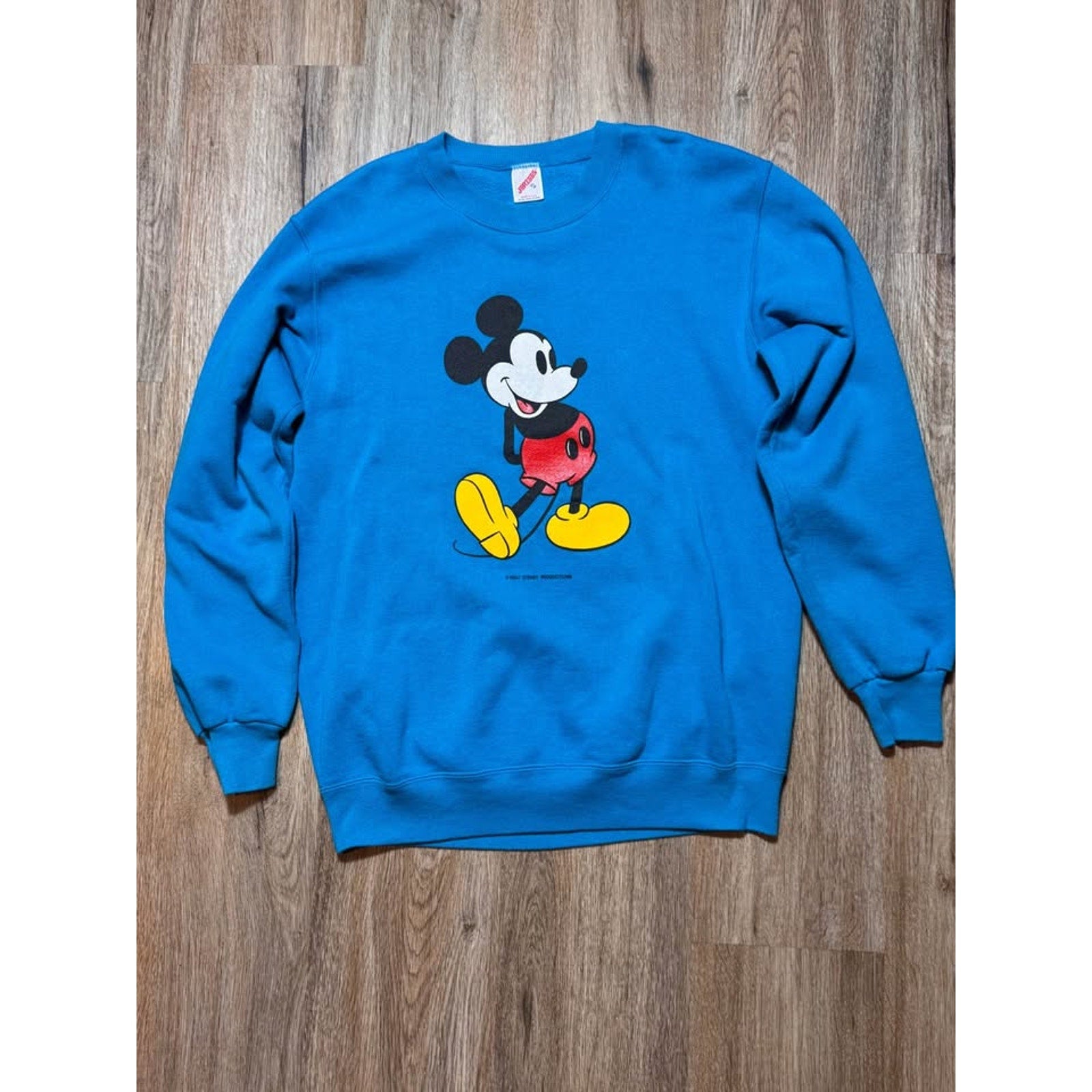 Vtg 80s Mickey Mouse Sweatshirt Jerzees USA XL Blue Disney