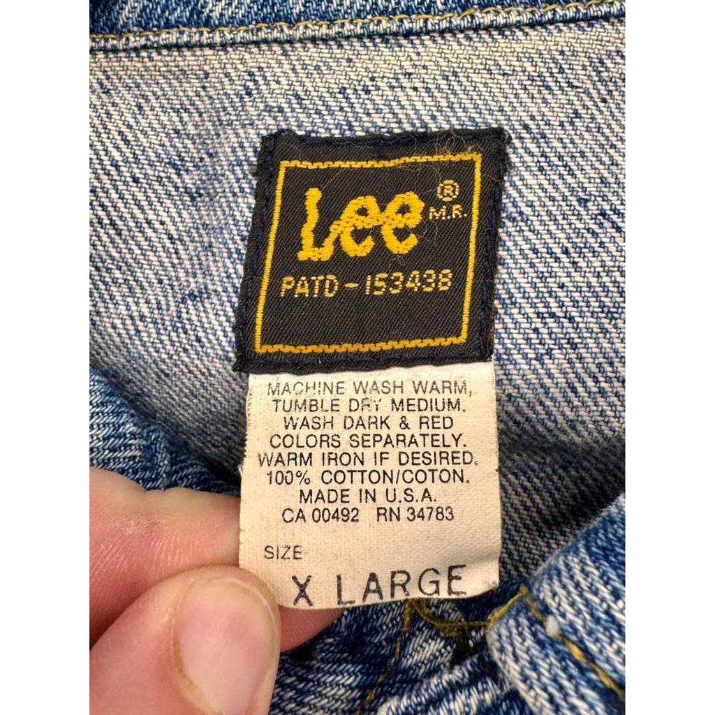 Vintage Early 90s Lee Hangin w MTV Denim Jean Jacket Made in USA XL Rare MTV