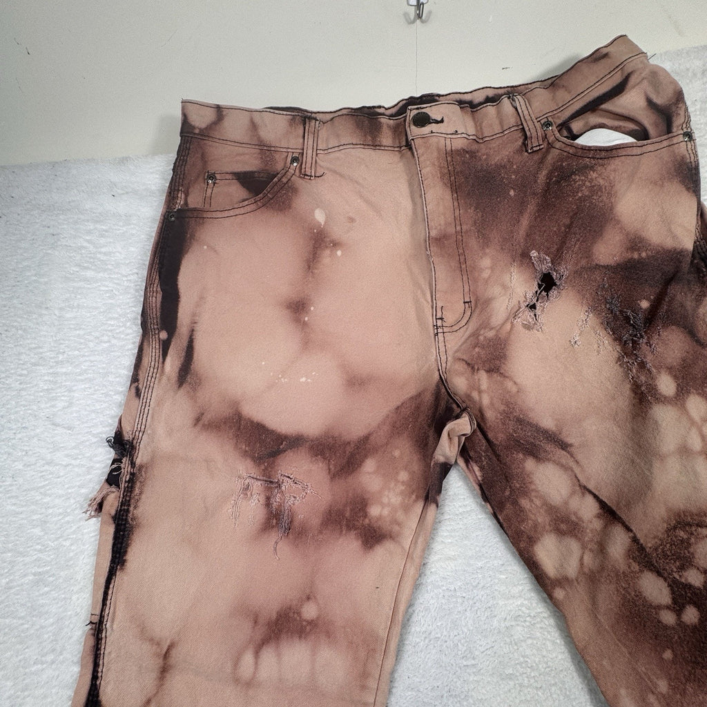 Dickies Carpenter Pants Men 36x30 Custom Bleach Distressed Grunge Workwear Pink