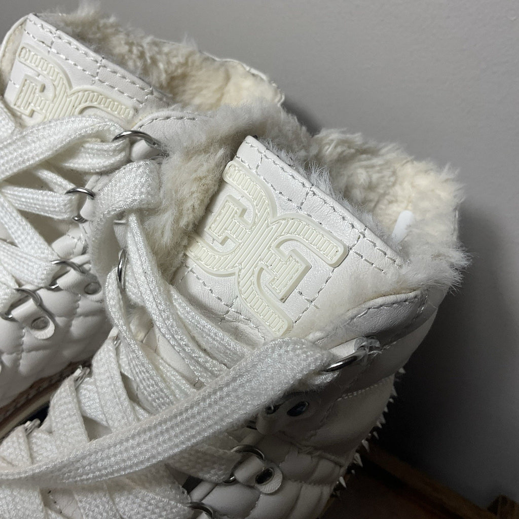 Women’s Sz 8.5 Sam Edelman Cold Weather Bren Studded Combat Boot White Punk