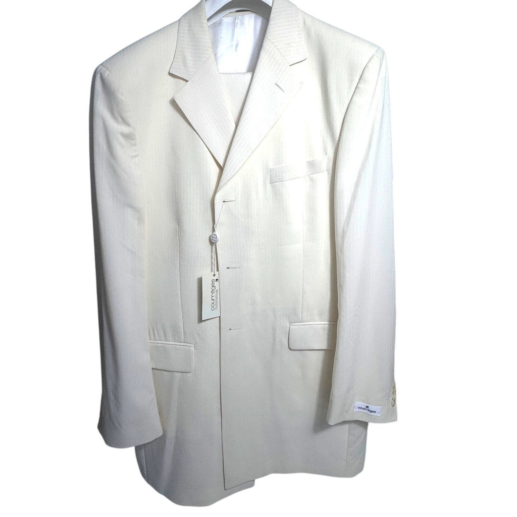 NWT Courrèges Homme Ivory Virgin Wool 2 Piece Suit EU 47 French Designer