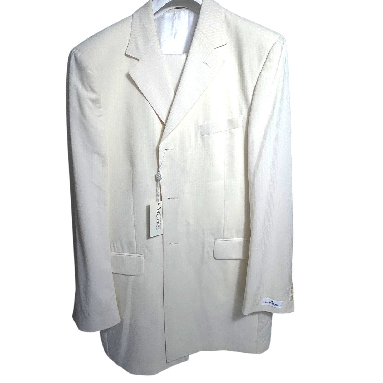NWT Courrèges Homme Ivory Virgin Wool 2 Piece Suit EU 47 French Designer