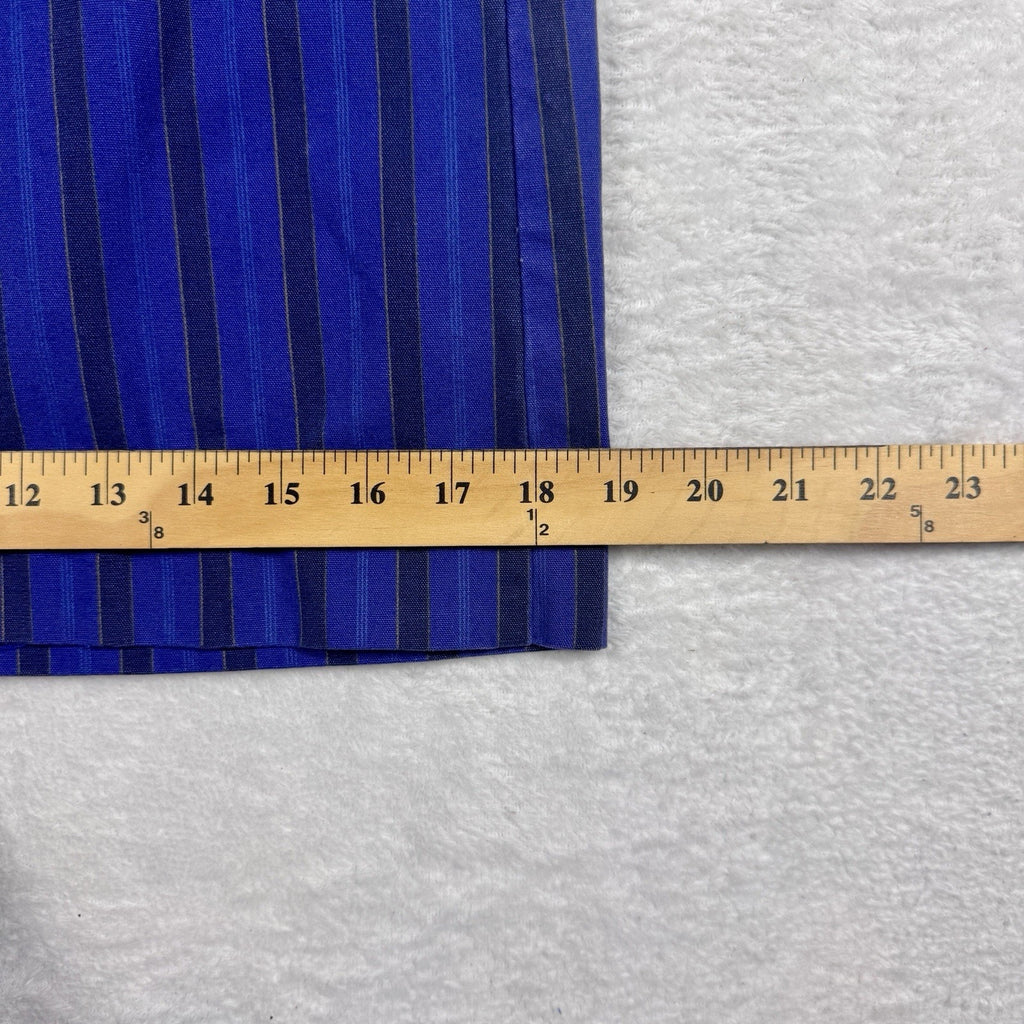 Vtg 1980s Serge Azar Paris Striped Cotton Midi Skirt Women 6 24” Blue Hong Kong