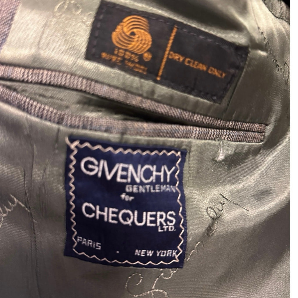 Vtg Givenchy Gentleman Chequers 100% Wool Glen Plaid Sport Coat Blazer Mens L-XL