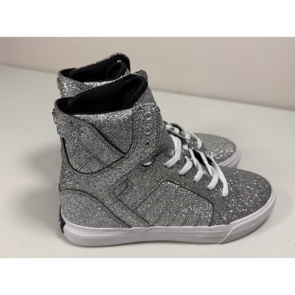 Vtg Rare Y2K Supra Skytop High Top Silver Glitter Sneakers Youth/Men’s US 5 W6.5