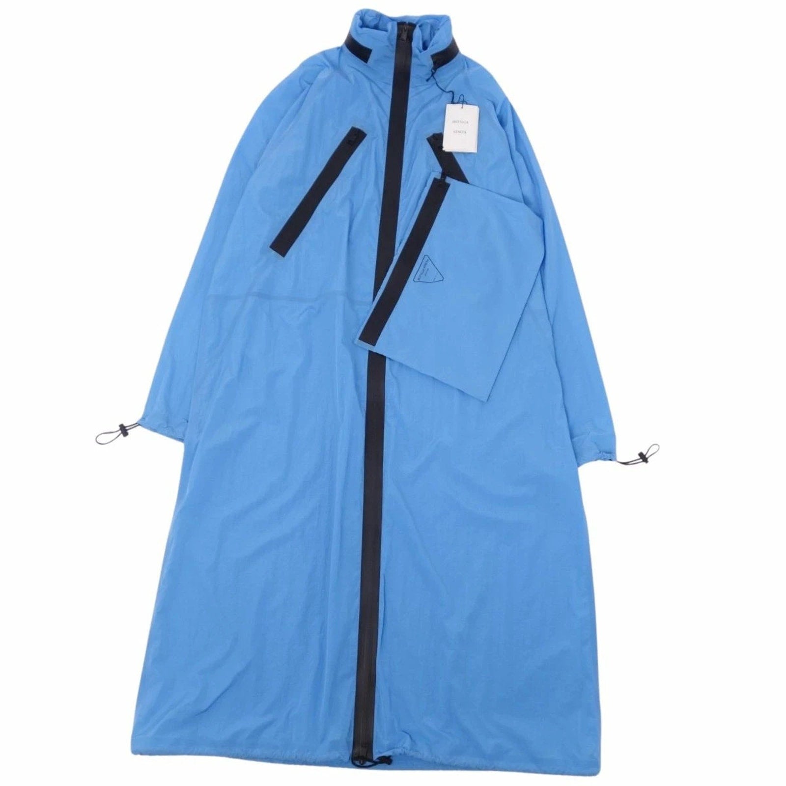 Bottega Veneta Long Hooded Waterproof Parka Jacket Bright Blue Italy S 632742
