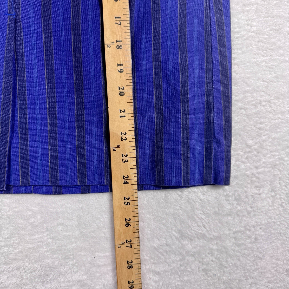 Vtg 1980s Serge Azar Paris Striped Cotton Midi Skirt Women 6 24” Blue Hong Kong