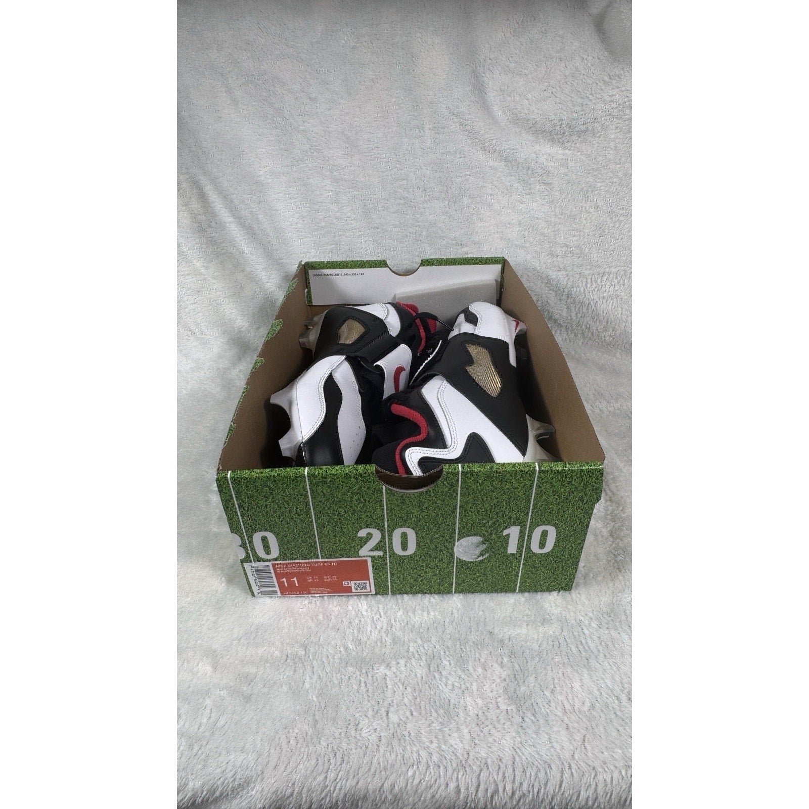 Nike Diamond Turf 93 TD Football Cleats Men’s 11 White Black Red HF5298-100 New