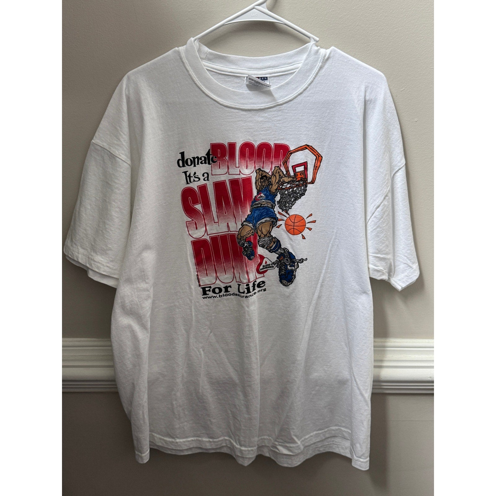 Vintage Blood Assurance Slam Dunk For Life Basketball T-Shirt XL Jerzees