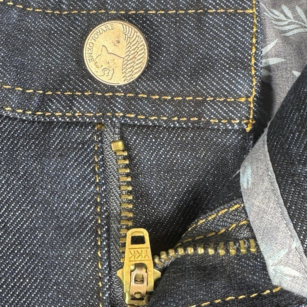Enzo Tovare Mens 38 x 29 Dark Wash Slim Straight Stretch Denim Jeans Blue
