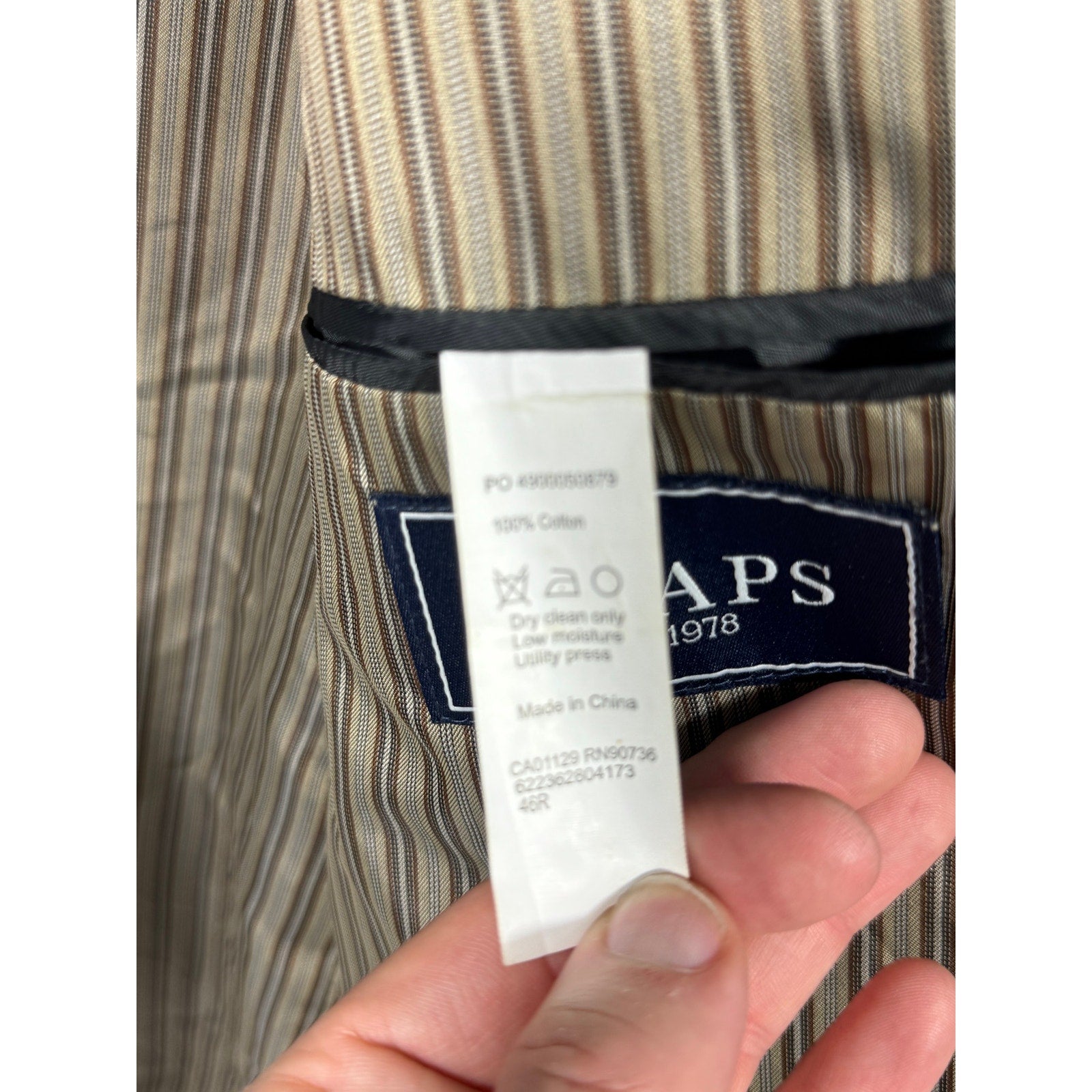 CHAPS Est. 1978 Gray Corduroy Sport Coat Blazer Mens 46R Elbow Patch Preppy Ivy