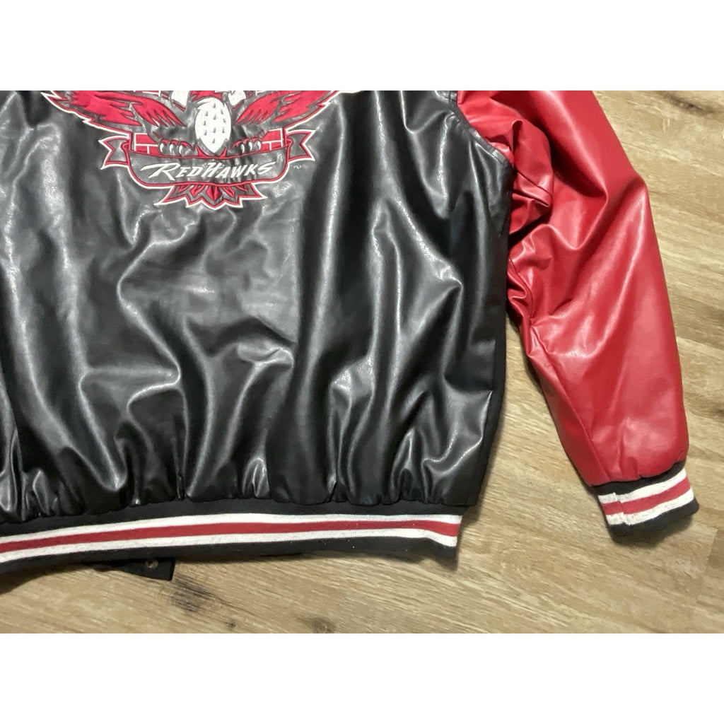 Miami RedHawks Steve & Barry’s Varsity Jacket Wool Faux Leather Large Red Black