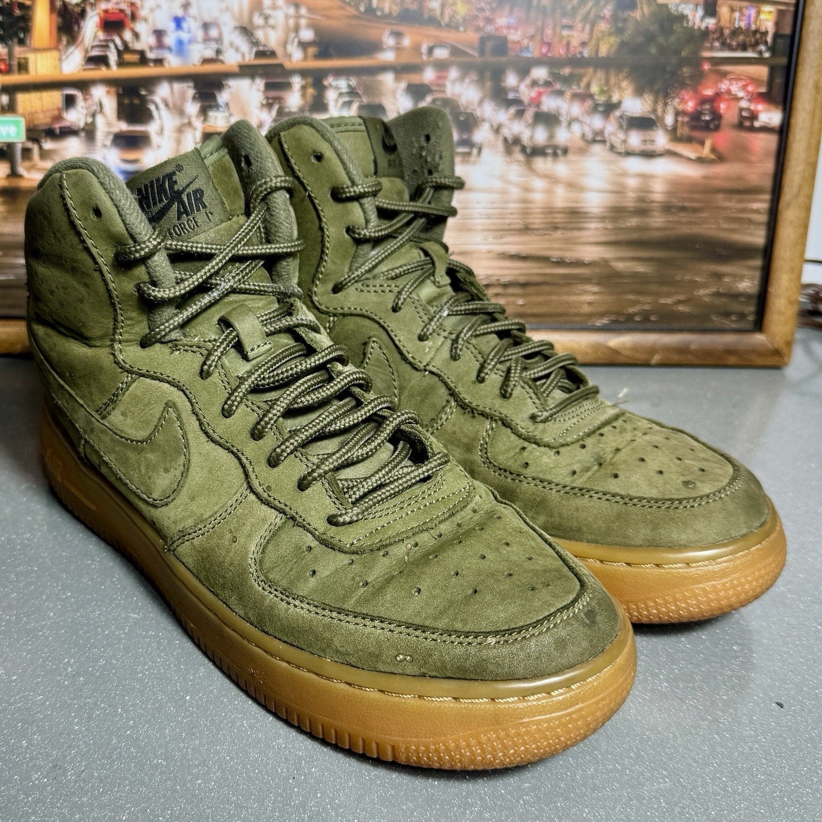 Nike Air Force 1 High WB GS Medium Olive Dark Gum 922066-202 Women’s 7 - 5.5Y