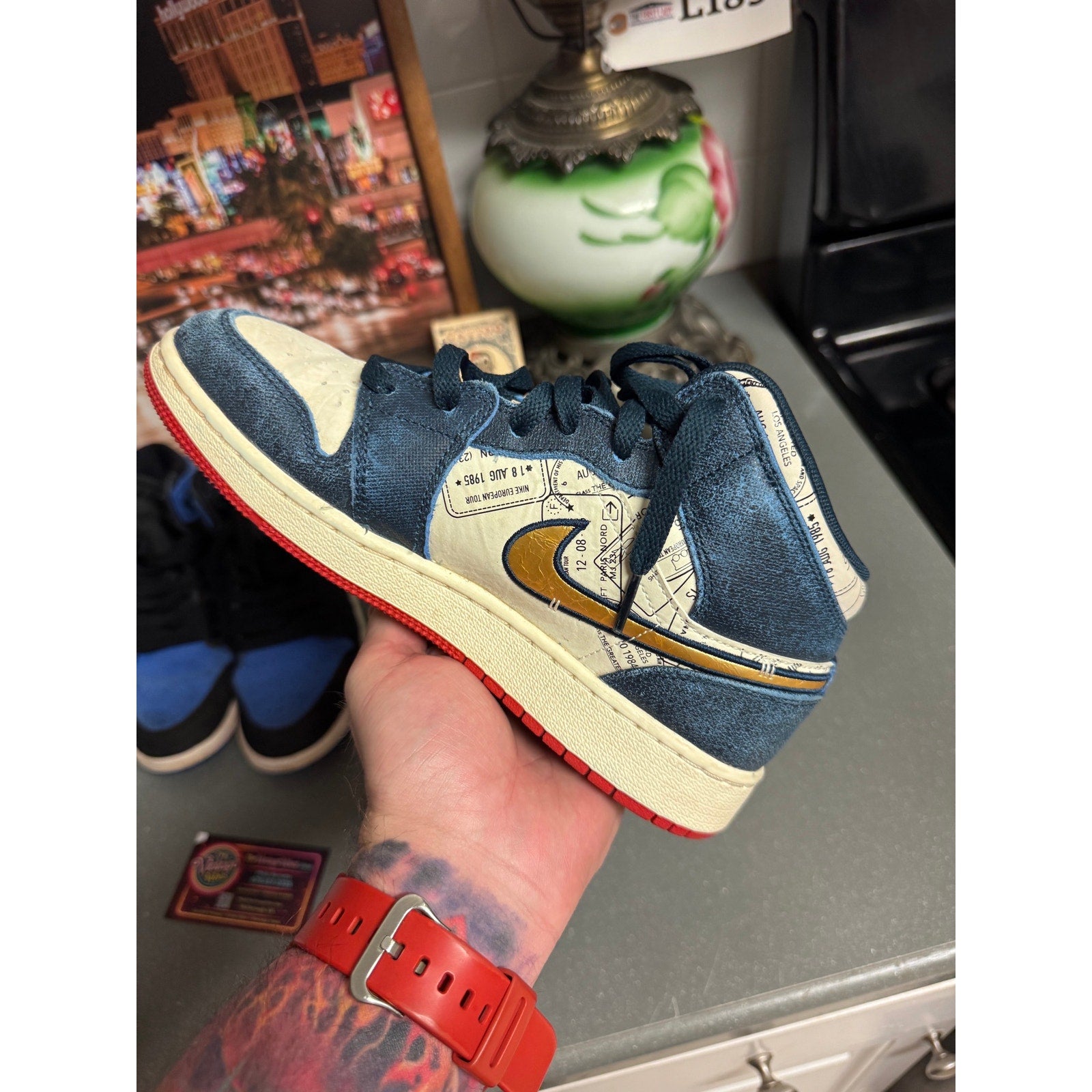 Nike Air Jordan 1 Mid SE GS Take Flight Gold Swoosh Passport FN1353-400 5Y