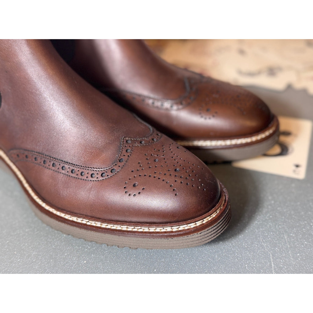 Johnston & Murphy Collection Wingtip Chelsea Boots Brown Leather Italy Mens 9.5M