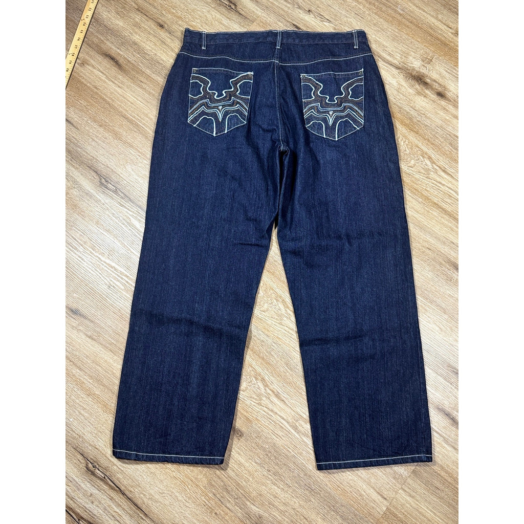 Vintage DON Y2K Baggy Dark Wash Embroidered Pocket Jeans Men’s 42 Hip Hop Skater