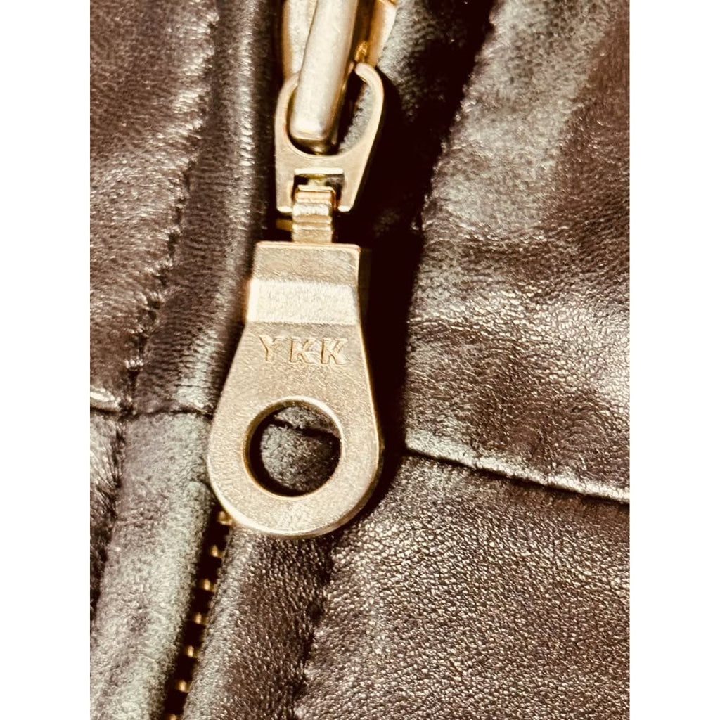 Vintage 1980s/1990s Tannery West Black Leather Bomber Jacket XL Genuine Leather
