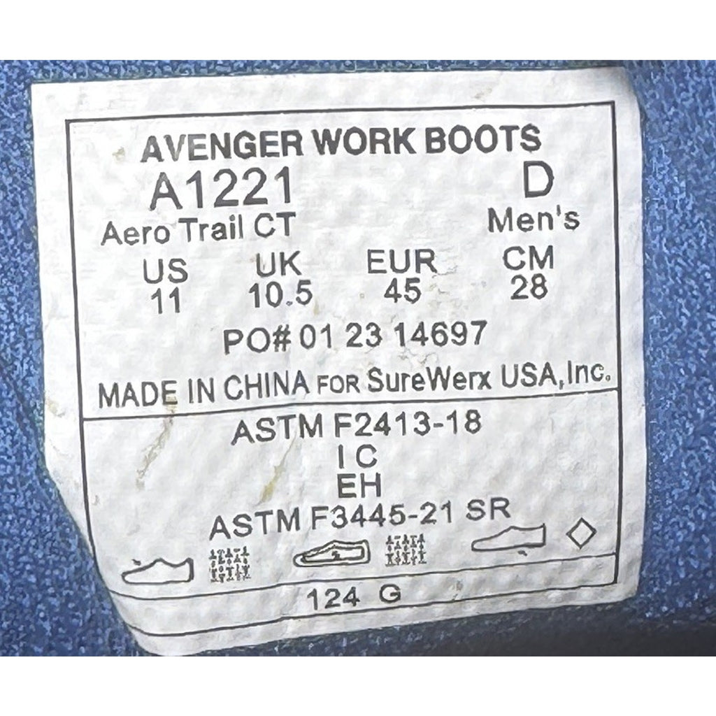 Avenger Aero Trail Men's Composite Toe Electrical Hazard Athletic Work Shoe 11