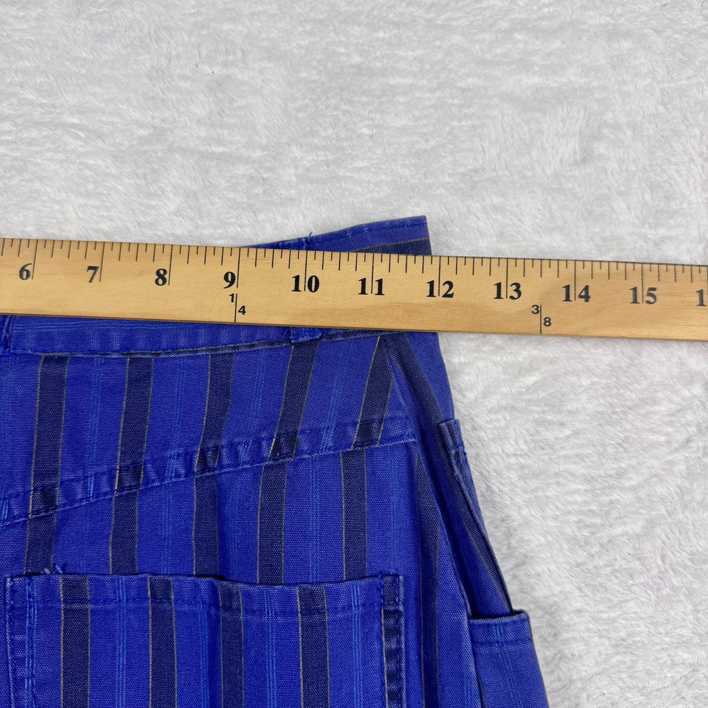 Vtg 1980s Serge Azar Paris Striped Cotton Midi Skirt Women 6 24” Blue Hong Kong