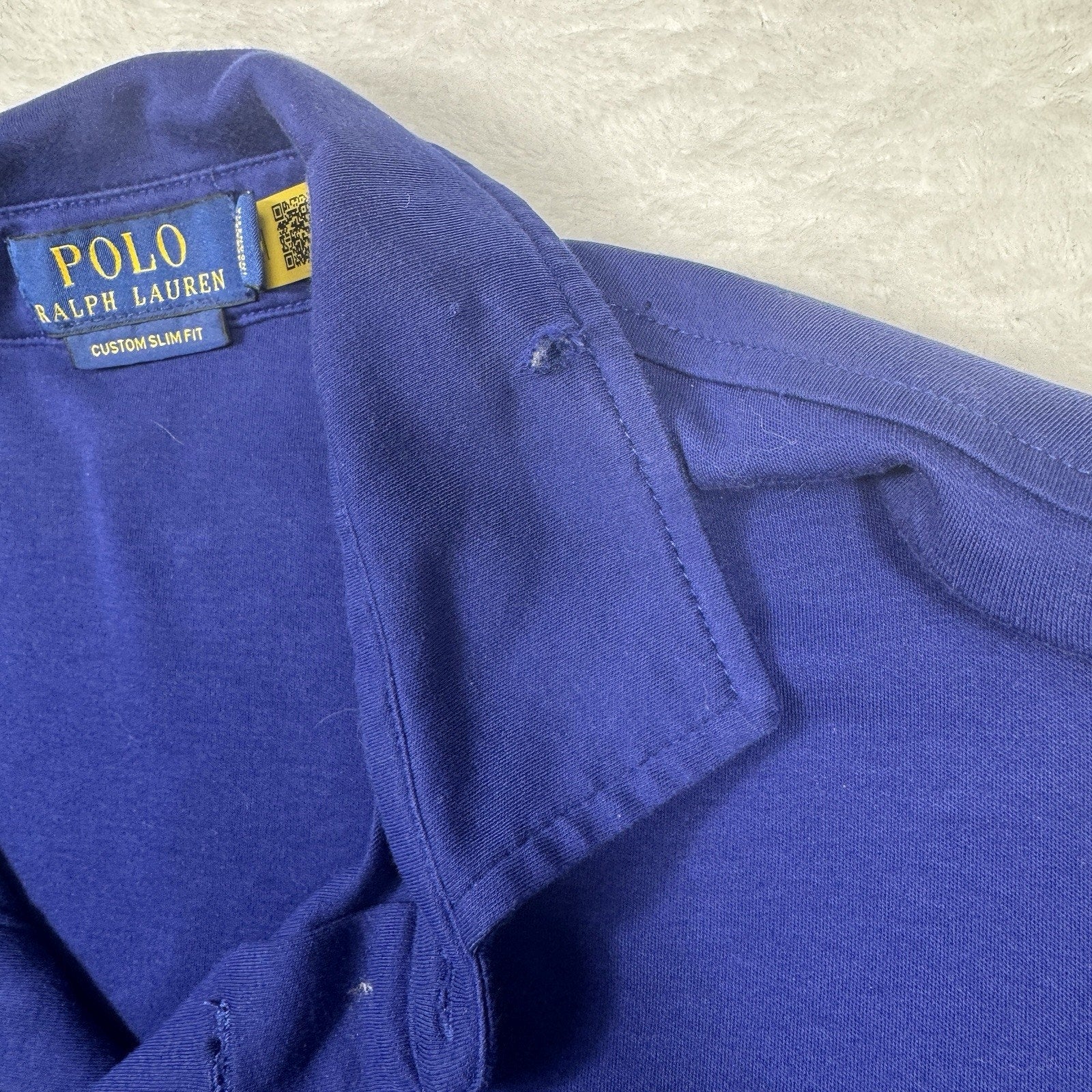Polo Ralph Lauren Mens L Custom Slim Fit Polo Shirt Royal Blue Short Sleeve