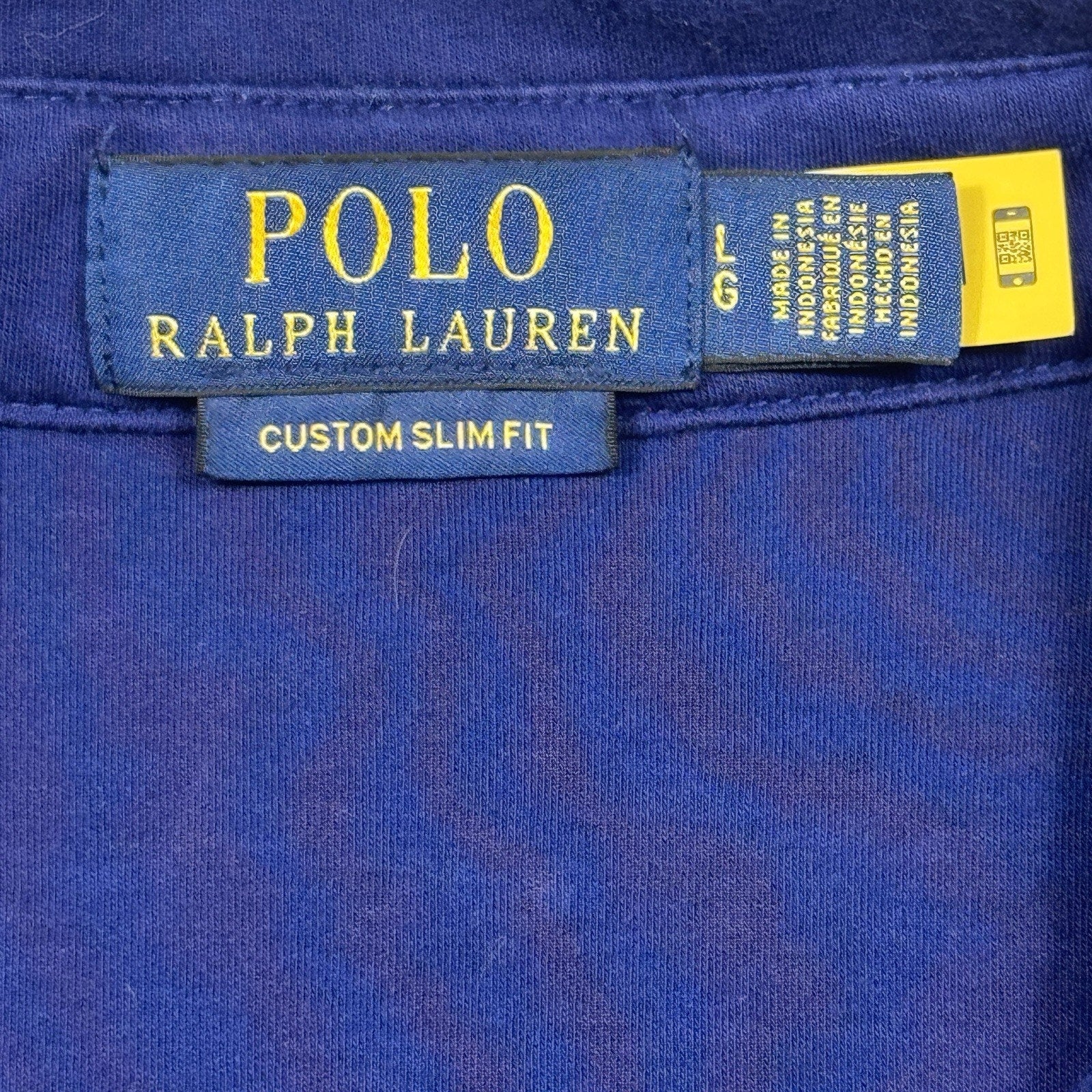 Polo Ralph Lauren Mens L Custom Slim Fit Polo Shirt Royal Blue Short Sleeve
