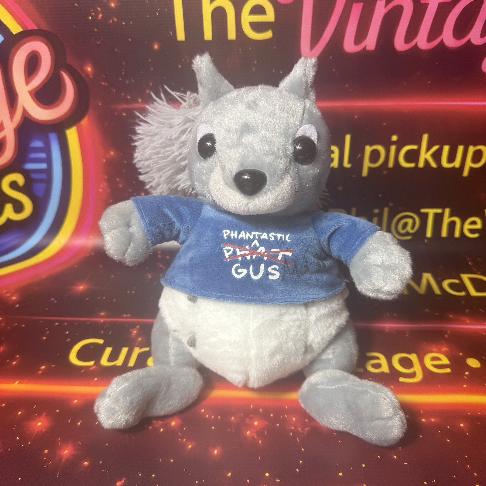 Signed Mark Rober CrunchLabs Phantastic Gus Phat Gus Squirrel Plush Rare Auto