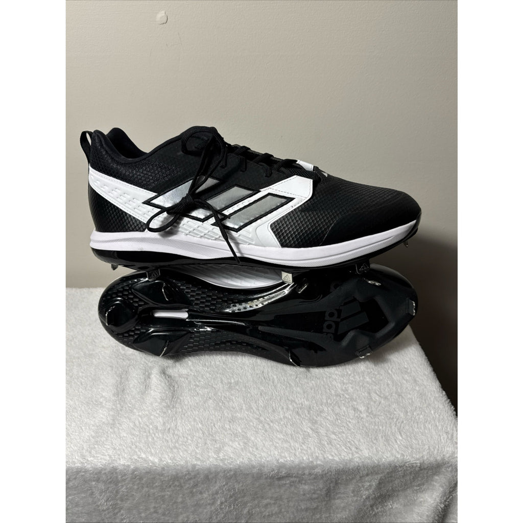 adidas Icon 8 baseball cleats men’s size 17 black silver white NWT metal spikes