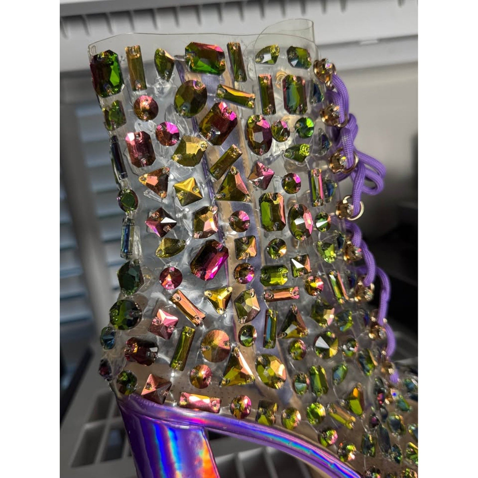 Azaelea Wang Right Shoe Only Clear Rhinestone Platform Heel Display Prop Glam