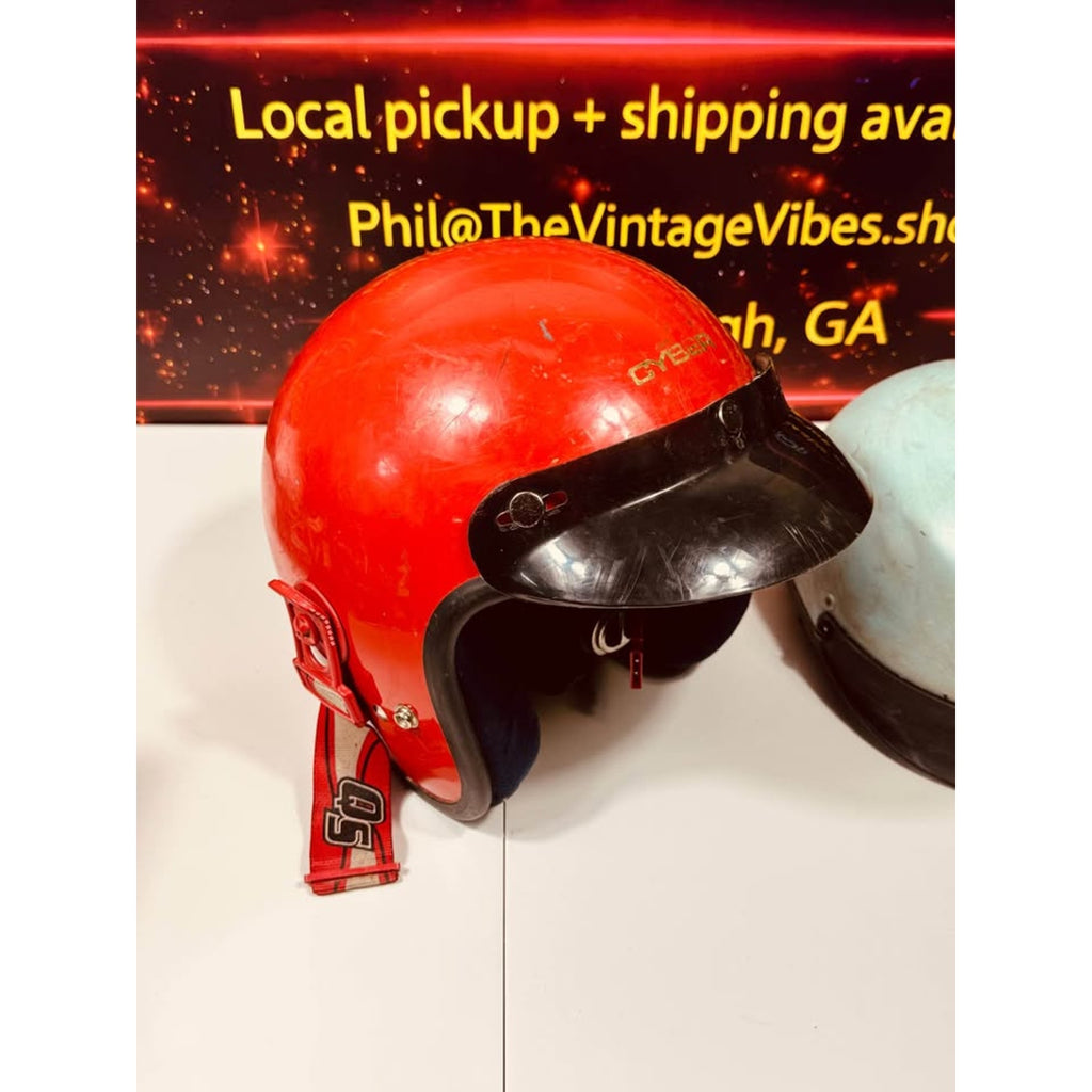 Vintage Retro Motorcycle Helmet Lot Open Face Biker Scooter Cafe Racer Prop Display