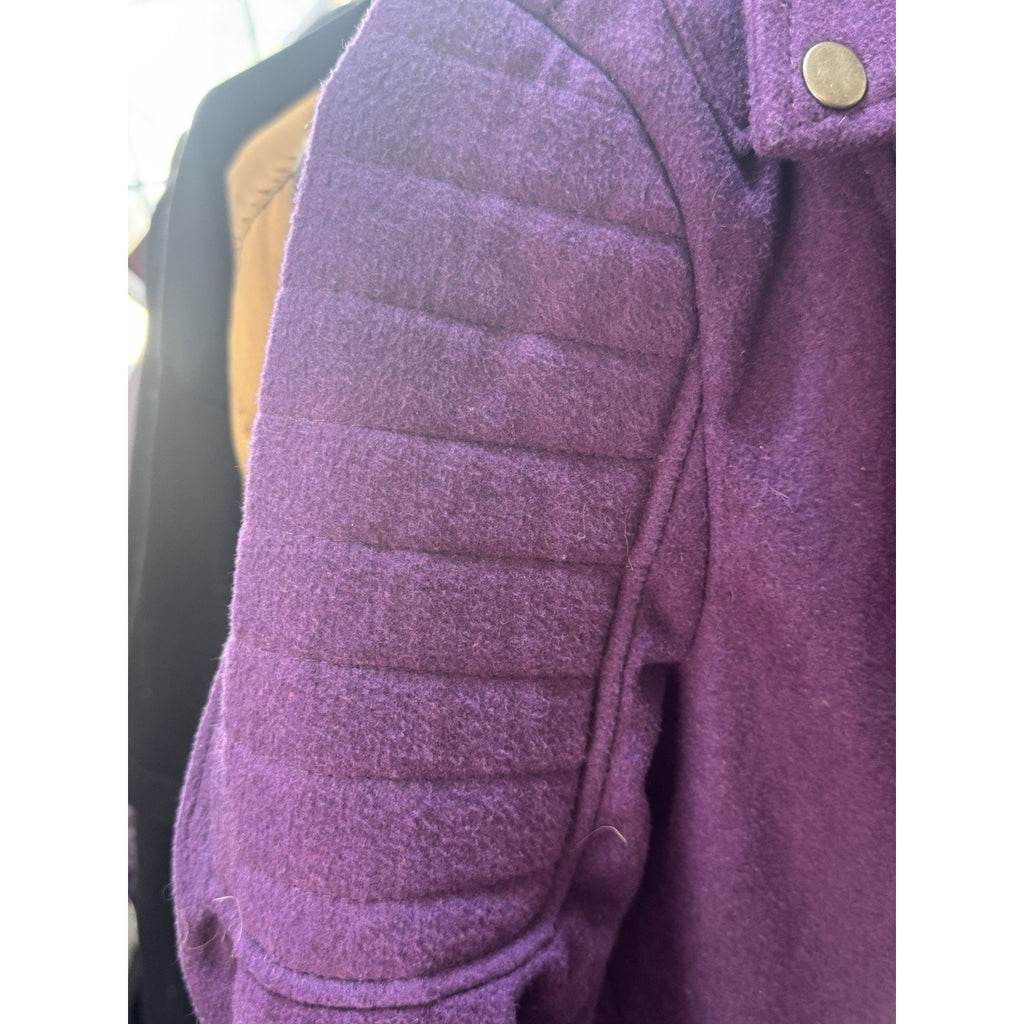 Yoki New York Women’s Purple Moto Jacket Size M Faux Wool Biker Style Zip Pocket